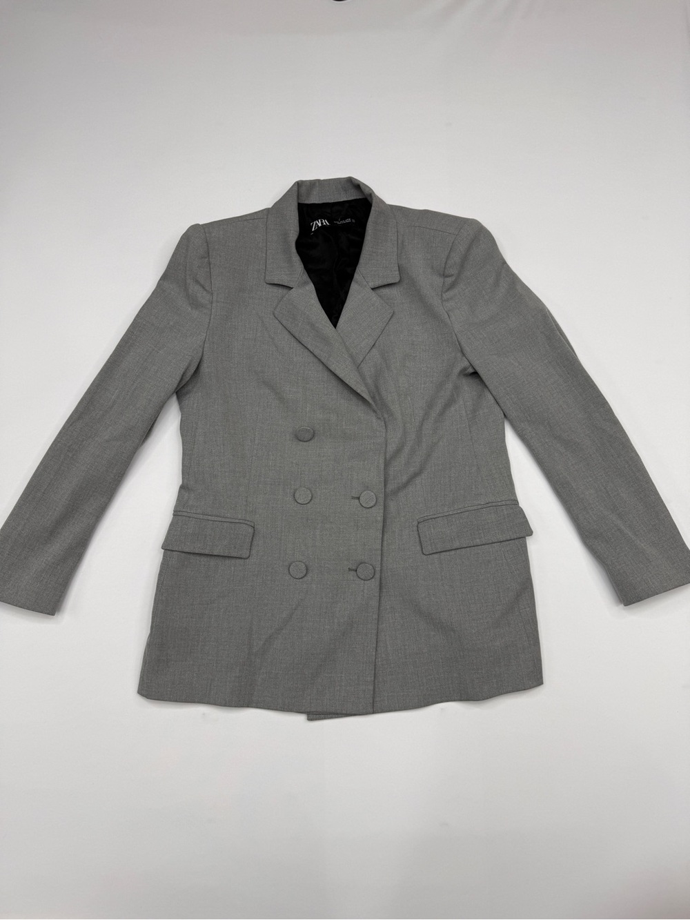 Zara Grey Double Breasted Blazer Jacket, Size XL